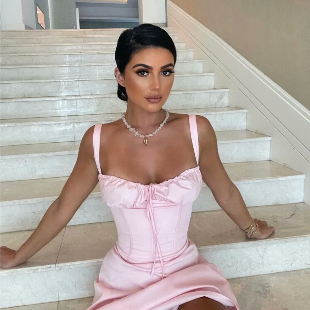 HOUSE OF CB 'Carlotta' Baby Pink Corset Mini Dress - Picture 3 of 9